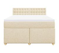 HEFZGDB Cama con somier con colchón, color crema, 140 x 190 cm, de tela, cama matrimonial, cama individual, para dormitorio, habitación de invitados, salón, albergue
