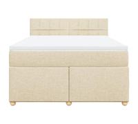 HEFZGDB Cama con somier con colchón, color crema, 140 x 200 cm, de tela, cama matrimonial, cama individual para dormitorio, habitación de invitados, salón, albergue
