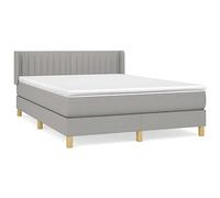 HEFZGDB Cama con somier con colchón, color gris claro, 140 x 190 cm, de tela, cama matrimonial, cama individual, para dormitorio, salón, hostal, habitación de invitados