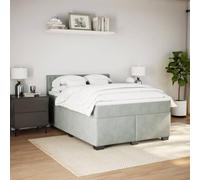 HEFZGDB Cama con somier con colchón, color gris claro, 140 x 190 cm, terciopelo, cama matrimonial, cama de matrimonio, cama doble para invitados, salón, albergue dormitorio
