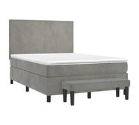 HEFZGDB Cama con somier con colchón, color gris claro, 140 x 190 cm, terciopelo, cama matrimonial, cama familiar, cama doble para dormitorio, salón, hostal, habitación de invitados