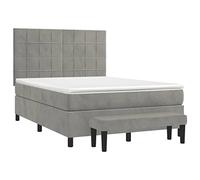 HEFZGDB Cama con somier con colchón, color gris claro, 140 x 200 cm, terciopelo, cama matrimonial, cama de matrimonio, cama familiar, cama doble para dormitorio, salón, hostal, habitación de invitados