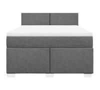 HEFZGDB Cama con somier con colchón, color gris oscuro, 140 x 190 cm, de tela, cama matrimonial, cama individual, cama doble para dormitorio, albergue, salón, habitación de invitados