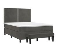 HEFZGDB Cama con somier con colchón, color gris oscuro, 140 x 190 cm, terciopelo, cama matrimonial, cama de matrimonio, cama de matrimonio para dormitorio, salón, albergue y habitación de invitados