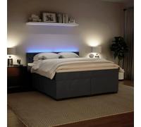 HEFZGDB Cama con somier con colchón, color gris oscuro, 180 x 200 cm, terciopelo, cama matrimonial, cama de matrimonio, cama doble para invitados, salón, albergue dormitorio