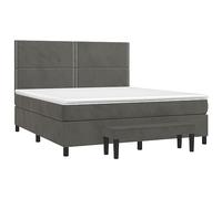 HEFZGDB Cama con somier con colchón, color gris oscuro, 180 x 200 cm, terciopelo, cama matrimonial, cama de matrimonio, cama de matrimonio para dormitorio, salón, albergue y habitación de invitados