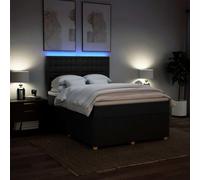 HEFZGDB Cama con somier con colchón, color negro, 140 x 190 cm, de tela, cama matrimonial, marco de cama familiar, para habitaciones de invitados, dormitorio, salón, albergue