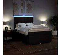 HEFZGDB Cama con somier con colchón, color negro, 140 x 200 cm, de tela, cama matrimonial, marco de cama familiar, para habitaciones de invitados, dormitorio, salón, albergue