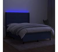 HEFZGDB Cama con somier con colchón y LED azul, 140 x 190 cm, de tela, cama matrimonial, cama individual, cama doble, para habitación de invitados, salón, albergue dormitorio