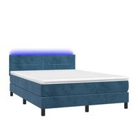 HEFZGDB Cama con somier con colchón y LED, color azul oscuro, 140 x 190 cm, terciopelo, cama matrimonial, marco de cama familiar, para salón, albergue, dormitorio, habitación de invitados