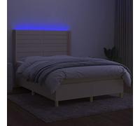 HEFZGDB Cama con somier con colchón y LED, color crema, 140 x 200 cm, de tela, cama matrimonial, cama individual, cama doble, para habitación de invitados, salón, albergue dormitorio