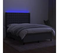 HEFZGDB Cama con somier con colchón y LED, color gris oscuro, 140 x 190 cm, tela para cama matrimonial, cama individual, cama doble, para habitación de invitados, salón, albergue dormitorio