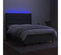 HEFZGDB Cama con somier con colchón y LED, color gris oscuro, 140 x 190 cm, tela para cama matrimonial, cama individual, cama doble, para habitación de invitados, salón, albergue dormitorio
