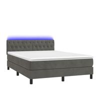 HEFZGDB Cama con somier con colchón y LED, color gris oscuro, 140 x 190 cm, terciopelo, cama matrimonial, marco de cama familiar, marco de cama para salón, albergue, dormitorio, habitación de