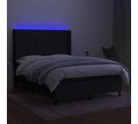 HEFZGDB Cama con somier con colchón y LED, color negro, 140 x 190 cm, tela para cama matrimonial, cama individual, cama doble, para habitaciones de invitados, salón, albergue dormitorio