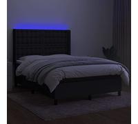 HEFZGDB Cama con somier con colchón y LED, color negro, 140 x 190 cm, tela para cama matrimonial, cama individual, cama doble, para habitaciones de invitados, salón, albergue dormitorio