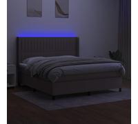 HEFZGDB Cama con somier con colchón y LED, color topo 180 x 200 cm, tela para cama matrimonial, cama individual, cama doble, para habitación de invitados, salón, albergue dormitorio
