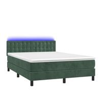 HEFZGDB Cama con somier con colchón y LED, color verde oscuro, 140 x 190 cm, terciopelo, cama matrimonial, marco de cama familiar, marco de cama para salón, albergue, dormitorio, habitación de