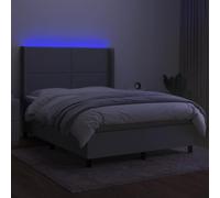 HEFZGDB Cama con somier con colchón y LED, gris claro, 140 x 190 cm, de tela, cama matrimonial, cama individual, cama doble, para habitación de invitados, salón, albergue dormitorio