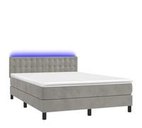 HEFZGDB Cama con somier con colchón y LED, gris claro, 140 x 200 cm, terciopelo, cama matrimonial, marco de cama familiar, para salón, albergue, dormitorio, habitación de invitados