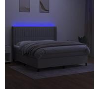 HEFZGDB Cama con somier con colchón y LED, gris claro, 180 x 200 cm, de tela, cama matrimonial, cama individual, cama doble, para habitación de invitados, salón, albergue dormitorio