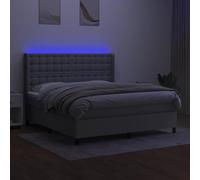 HEFZGDB Cama con somier con colchón y LED, gris claro, 180 x 200 cm, de tela, cama matrimonial, cama individual, cama doble, para habitación de invitados, salón, albergue dormitorio