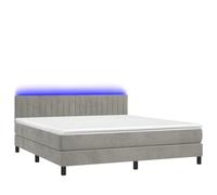 HEFZGDB Cama con somier con colchón y LED, gris claro, 180 x 200 cm, terciopelo, cama matrimonial, marco de cama familiar, para salón, albergue, dormitorio, habitación de invitados