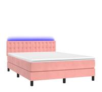 HEFZGDB Cama con somier con colchón y LED rosa, 140 x 200 cm, terciopelo, cama matrimonial, marco de cama familiar, marco de cama para salón, albergue, dormitorio, habitación de invitados