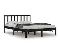HEFZGDB Cama de madera maciza de pino negro, 150 x 200 cm, cama matrimonial, cama individual para salón, habitación de invitados, albergue dormitorio