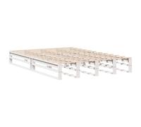 HEFZGDB Cama de madera maciza sin colchón, color blanco, 150 x 200 cm, madera de pino, cama matrimonial, cama de matrimonio para dormitorio, habitación de invitados, salón, albergue