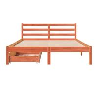 HEFZGDB Cama de madera maciza sin colchón, color marrón cera, 150 x 200 cm, madera de pino, cama matrimonial, cama individual, cama doble, para habitaciones de invitados, dormitorio, albergue, salón