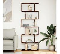 HEFZGDB Estantería separadora de habitaciones de 6 niveles, roble ahumado, 70 x 24 x 193 cm, estantería para salón, de pie, pequeña estantería multiusos para dormitorio, oficina, biblioteca, salón