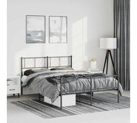 HEFZGDB Estructura de cama con cabecero y pie de cama de metal negro, 150 x 200 cm, cama matrimonial, cama individual, cama doble, para albergue, habitación de invitados, dormitorio, salón