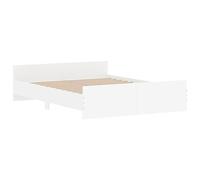 HEFZGDB Estructura de cama con cabecero y reposapiés, color blanco, 150 x 200 cm, cama matrimonial, cama de matrimonio, cama doble, para salón, dormitorio, habitación de invitados, albergue