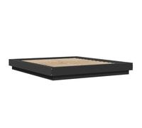 HEFZGDB Estructura de cama con LED negro, 150 x 200 cm, material de madera, cama matrimonial, cama individual, para albergue, dormitorio, habitación de invitados, sala de estar