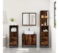 HEFZGDB Juego de 4 muebles de baño de roble ahumado, armario pequeño para zapatos, armario de medicina, armario pequeño para aseo, cuarto de baño, habitación de invitados, cocina