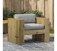 HEFZGDB Juego de 4 sillones de jardín de madera de pino con impregnación a presión y grupo de asientos, muebles de terraza, banco de jardín para exteriores