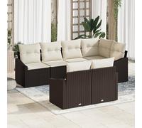 HEFZGDB Juego de 7 sofás para exteriores de ratán sintético con cojines impermeables de color marrón para terraza y balcón, muebles de jardín con marco de ratán y herramientas de montaje, cómodo