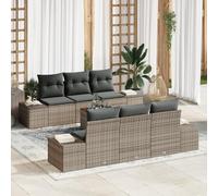 HEFZGDB Juego de sofás de jardín con cojines de ratán gris, sofá de 3 piezas y mesa de café para exteriores, resistente a la intemperie con cojines acolchados para salón