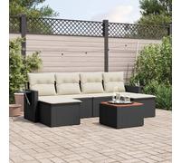 HEFZGDB Juego de sofás de jardín con cojines de ratán negro de polirratán, diseño modular con espacio de almacenamiento y bolsa impermeable, cómodo conjunto de salón para terraza y jardín, duradero