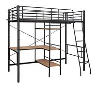 HEFZGDB Litera con marco de mesa gris metal 90 x 200 cm cama juvenil marco cama cama individual para salón, dormitorio, albergue habitación de invitados