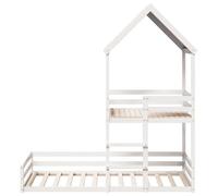 HEFZGDB Litera con techo blanco, 90 x 200 cm, madera maciza de pino, cama juvenil, cama de invitados, cama familiar, marco de cama para dormitorio, salón, habitación de invitados, albergue