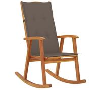 HEFZGDB Mecedora vintage de madera maciza de acacia con cojín resistente a la intemperie, respaldo alto para mayor comodidad, ideal para salón y terraza, resistente y duradera hasta 110 kg