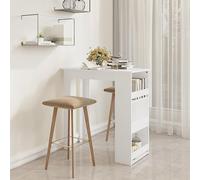 HEFZGDB Mesa de bar con estante, color blanco, 102 x 50 x 103,5 cm, de madera, con 3 estantes, para cocina, comedor, moderno, bistró, almacenamiento, botellero