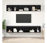 HEFZGDB Mueble de pared para TV (4 unidades, roble negro, 37 x 37 x 107,5 cm, modular), diseño de cubos, solución de almacenamiento