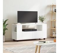 HEFZGDB Mueble para TV blanco 102 x 34,5 x 43 cm de madera con ruedas y espacio de almacenamiento, robusto mueble para televisión con superficie lisa, práctico soporte para TV para salón, moderno