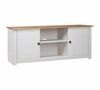 HEFZGDB Mueble para TV blanco 120 x 40 x 50 cm madera maciza de pino Panamá con 2 puertas y 2 compartimentos, diseño retro rústico para salón, robusto armario estéreo con gran