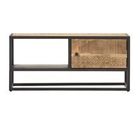 HEFZGDB Mueble para TV con puerta tallada, 90 x 30 x 40 cm, madera de mango áspera, para salón, salón, sala de estar, mueble de TV, mueble de TV, cómoda para salón, dormitorio, oficina, habitación de