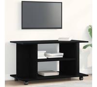HEFZGDB Mueble para TV con ruedas, aspecto de roble negro, 80 x 40 x 45 cm, robusto mueble para televisión con estructura estable y práctico espacio de almacenamiento, ideal para dispositivos