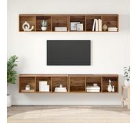 HEFZGDB Mueble para TV de pared, 4 unidades, madera recuperada, 37 x 37 x 107,5 cm, madera de ingeniería, estantes modulares en cubos con montaje en pared para espacio de almacenamiento